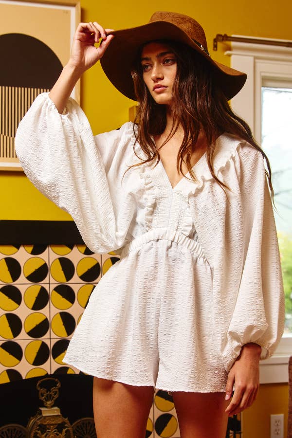 BUCKETLIST INC - Wholesale Romper - Women's - R5268 Ruffled Solid Woven Romper13