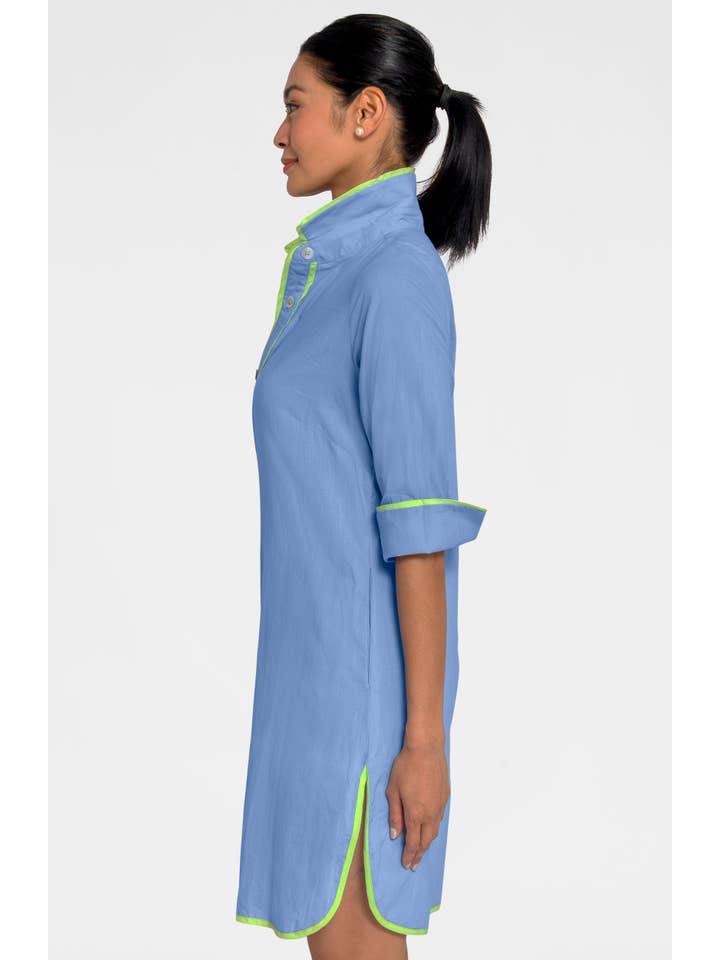 Turquoise Shirt Tails Short Dress - Cotton for wholesale on Faire