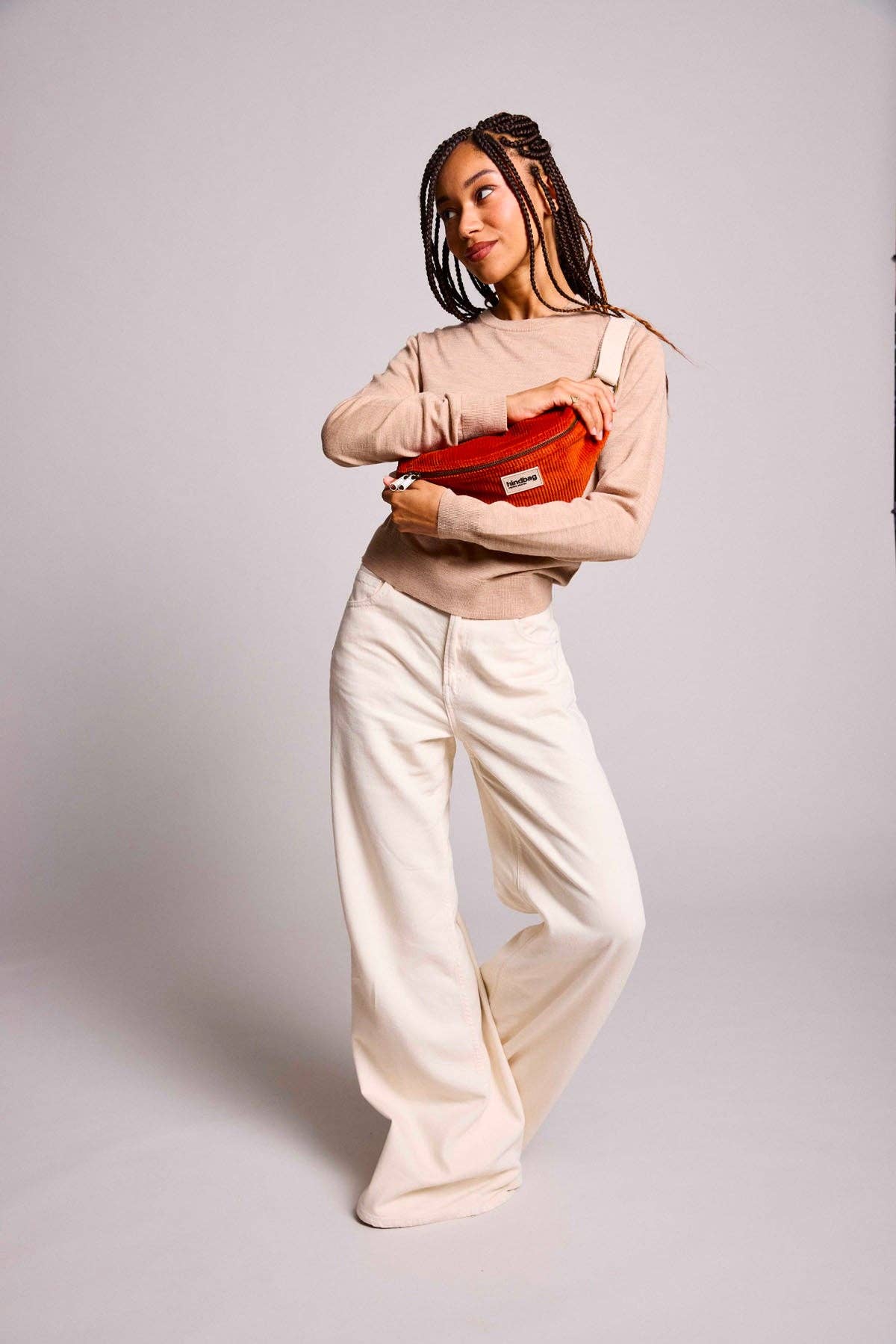 Hindbag – Pochete - Mulher por atacado – Bolsa de cintura Olivia Veludo Tijolo2