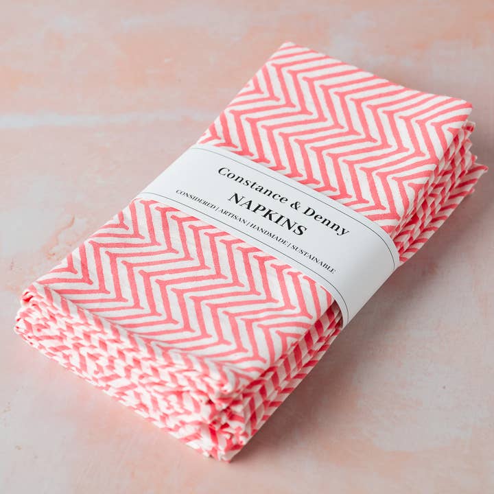 CHEVRON BERGONIA set of 6 cotton napkins for wholesale by Constance & Denny