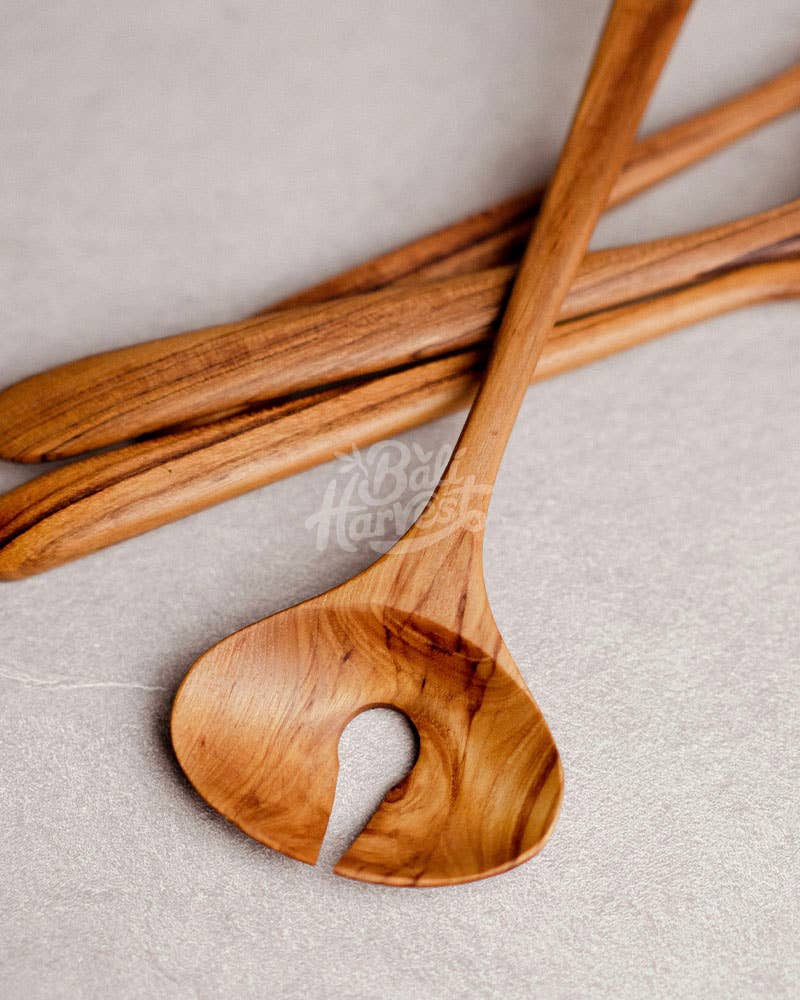 Bali Harvest – Utensílios para servir por atacado – Conjunto de espátula de madeira de teca - servidor de salada de colher de mistura2