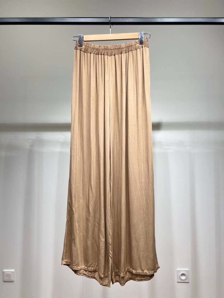 L'Emotion - Wholesale Pants - Women's - Wide Fluid Pants with Elastic Waist 100% Viscose