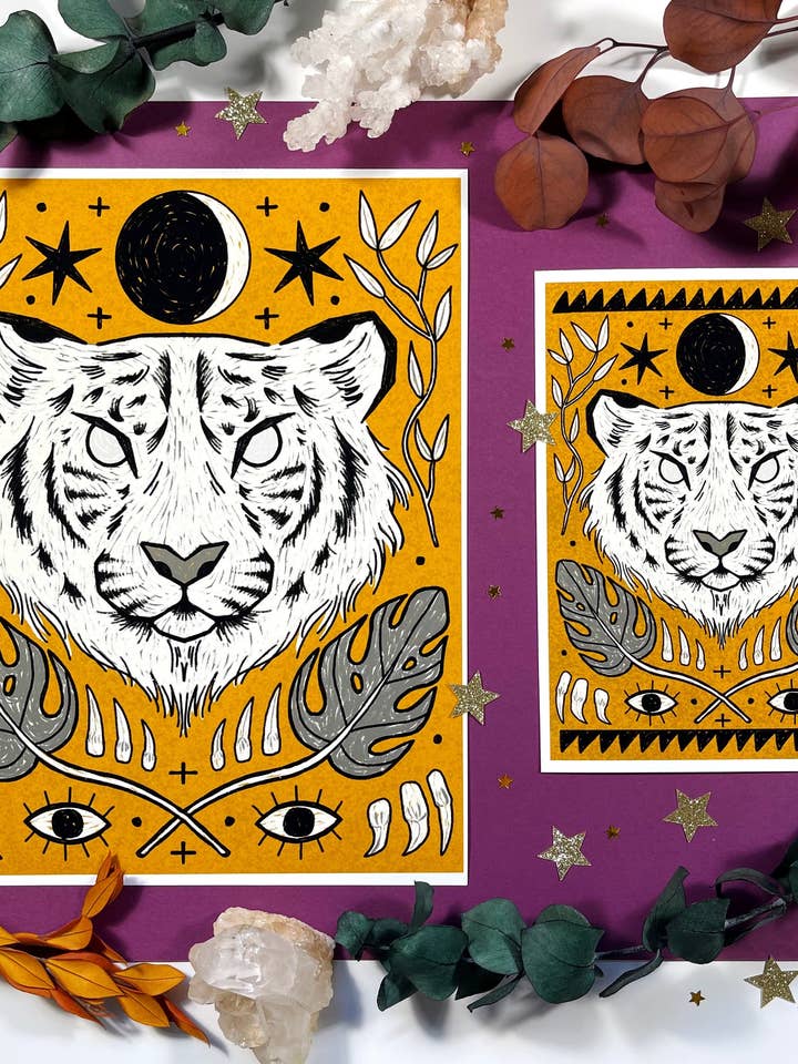 White Tiger Art Print for wholesale by Myth and Milagro