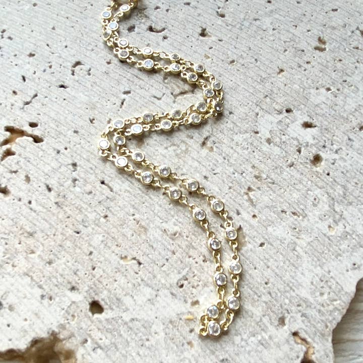 VB&CO Designs Handmade Jewelry - Wholesale Link & chain necklace - Gold crystal boutique layering necklace salon spa jewelry