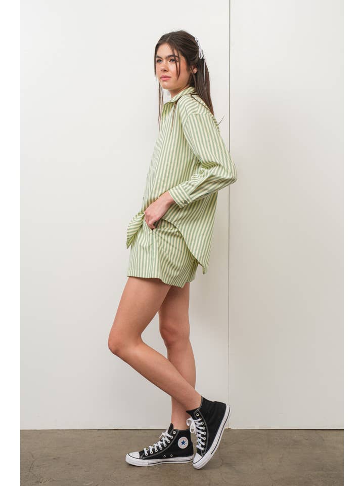 GREEN YELLOW SUMMER STRIPED SHIRT for wholesale on Faire