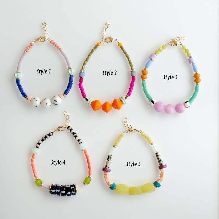 Jill Makes - Wholesale Beaded Bracelet - Zinnia - Colorful Beaded Stacking Bracelets