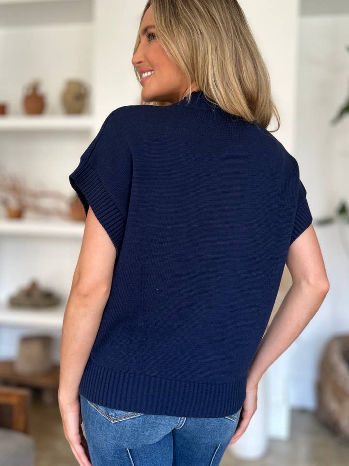 ClassiQ - Wholesale Knit Sweater - Women's - Double Take Full Size Mock Neck Short Sleeve Sweater5