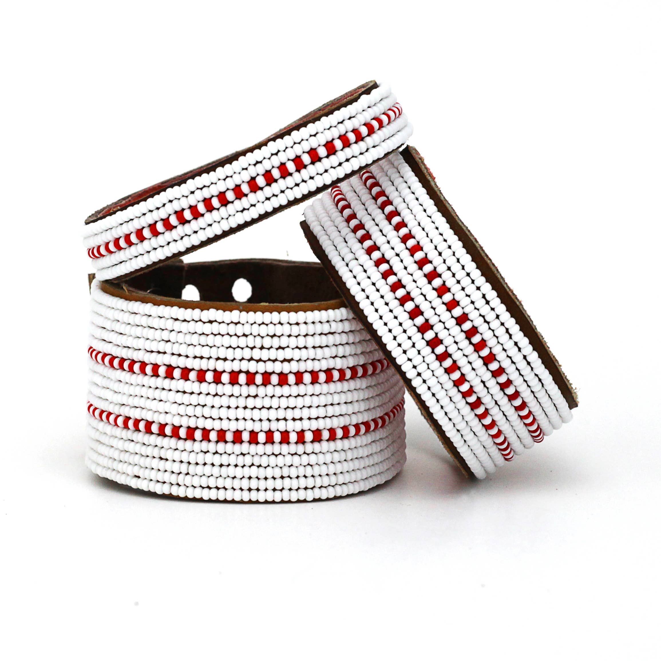 Swahili Coast - Wholesale Cuff Bracelet - Small Red Dashes Leather Cuff3