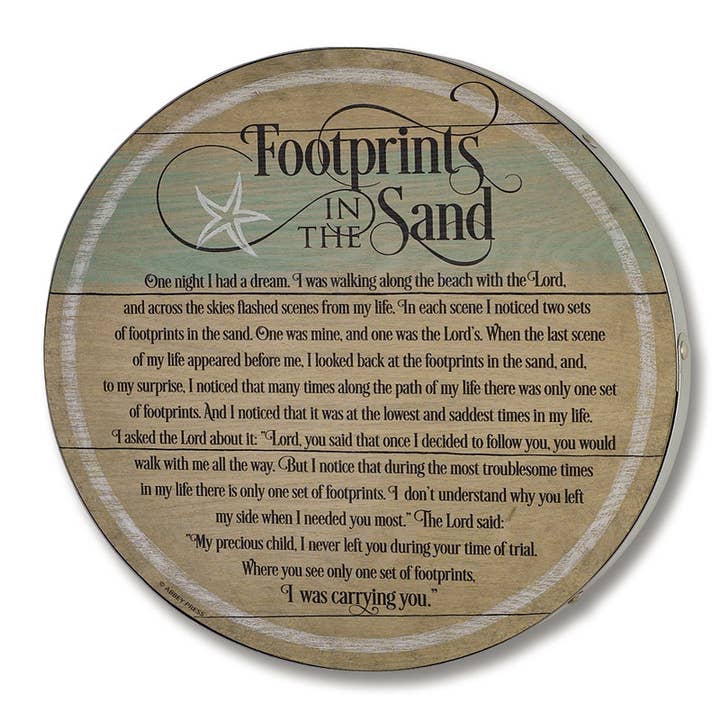 Abbey & CA Gift - Wholesale Plaque - Footprints In The Sand Plank Plaque