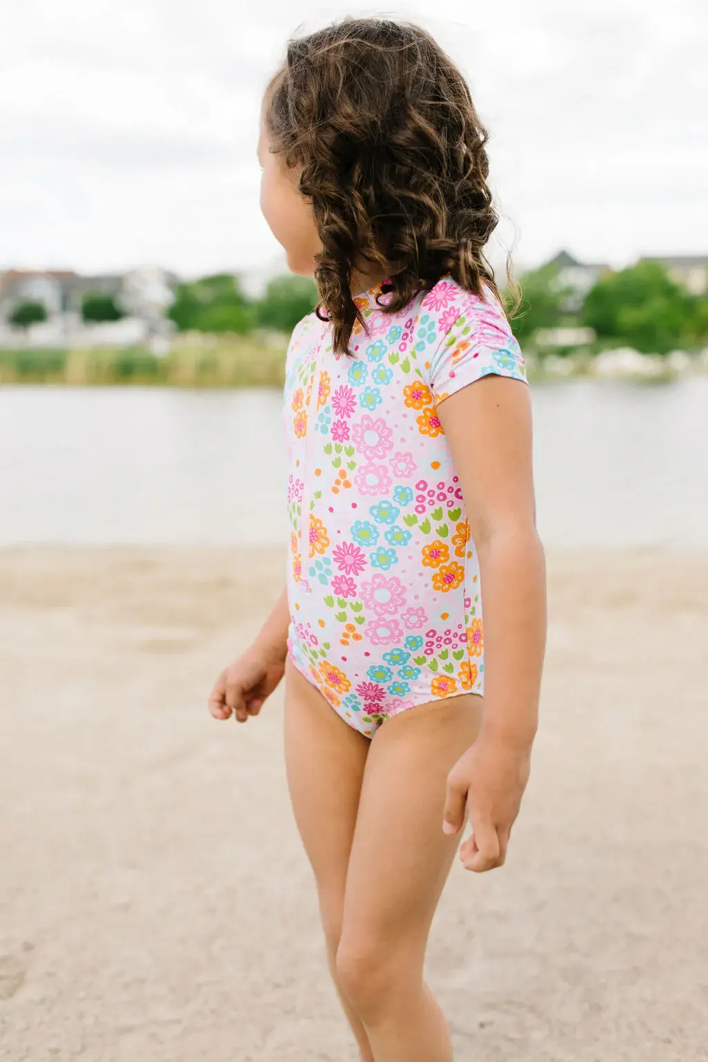 Ollie Jay - Wholesale One Piece Swimsuit - Kids - Zoey Swim in Pink Flowers | Girls UPF 50 Swimwear7