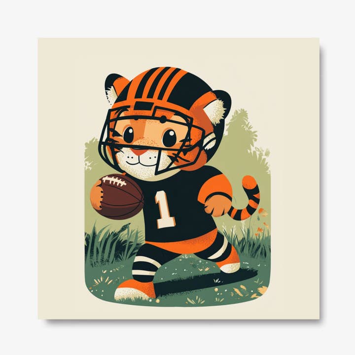 Tucker the Touchdown Tiger Wrapped Canvas by DLJ for wholesale by Dancing Littles Jungle