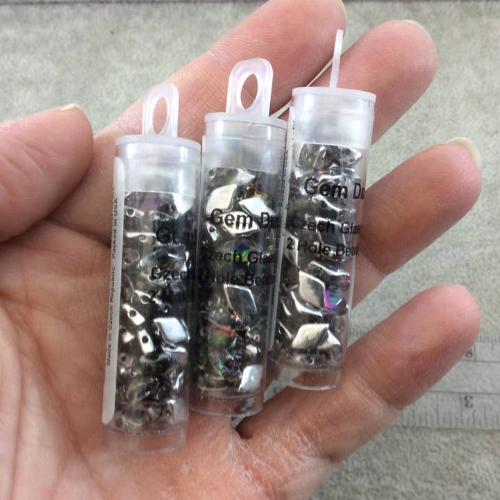 Only Beads - Wholesale Beads - "Uranium Glow GemDuo Beads – 5x8mm Miyuki Glass, 8g Tube1