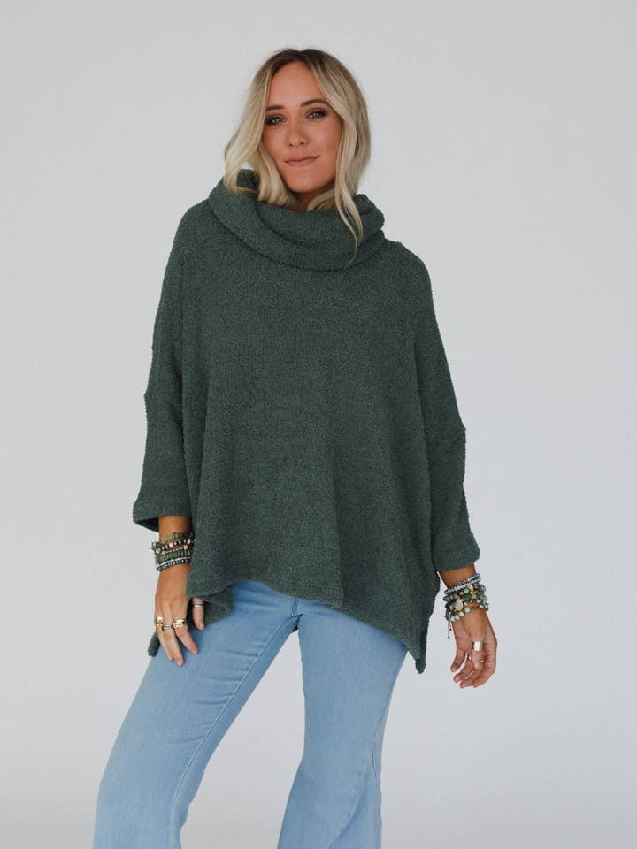 Three Bird Nest - Wholesale Tunic Sweater - Women's - Hartlie Sweater Top - Basil