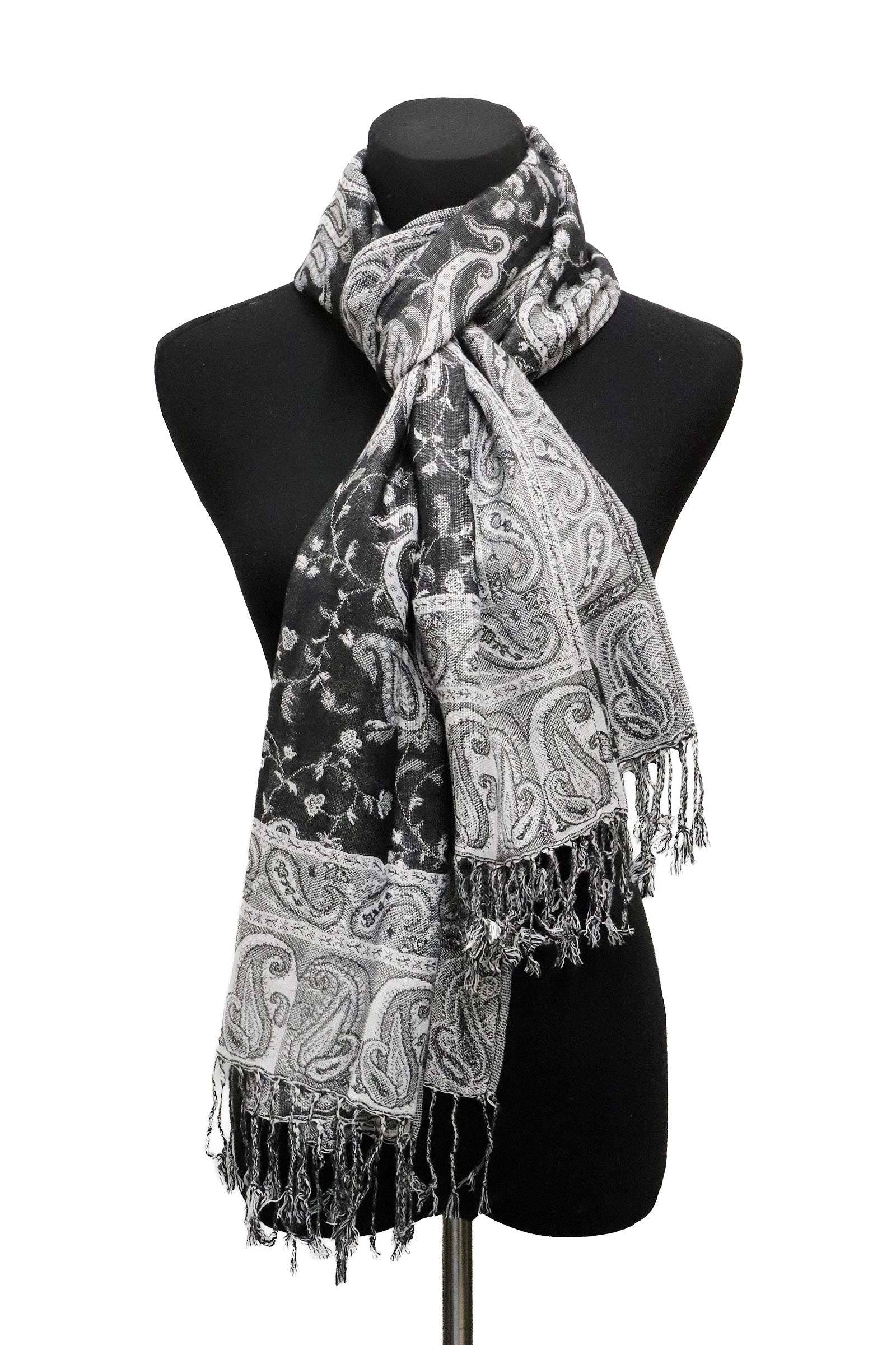 Sortiert Paisley-Blumen-Garten Pashmina-Schal mit Twist-Quasten für den Großhandel auf Faire3