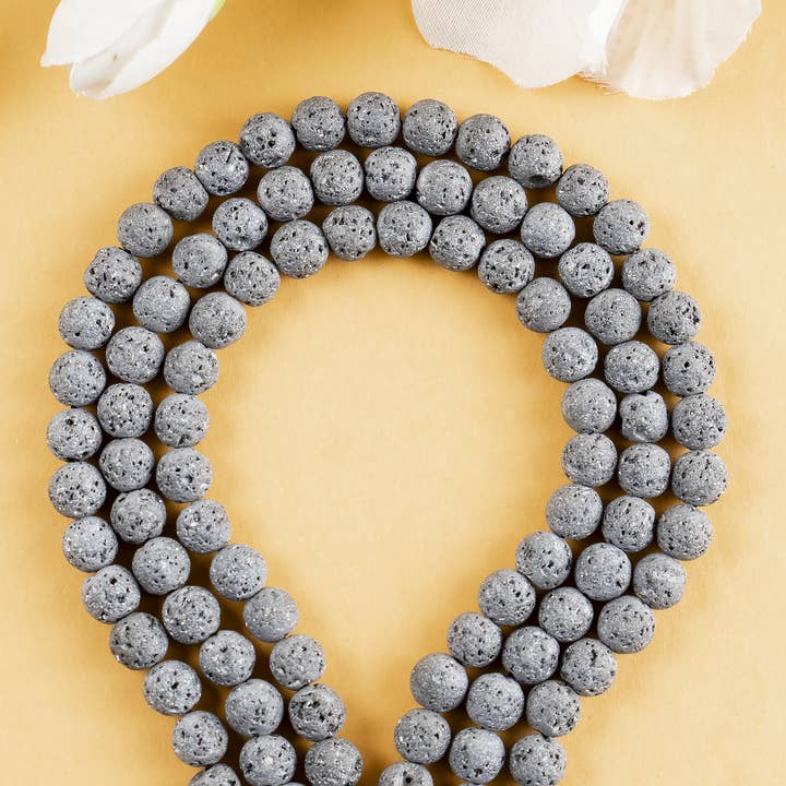 Soothing Crystals Beads - Wholesale Beads - Round Beads | Grey Lava Beads | Volcanic Rock Gemstone Beads11