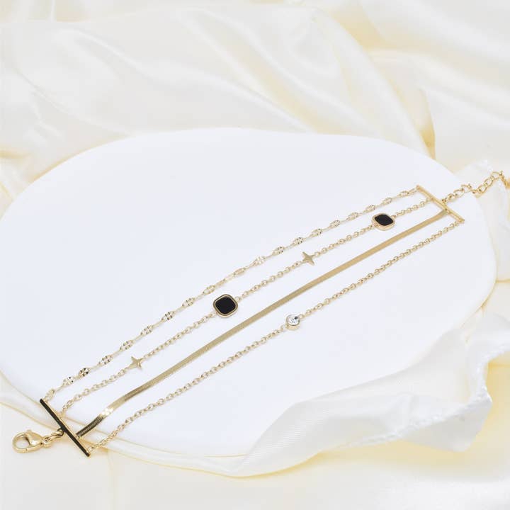 Four row crystal steel bracelet - BR110251 for wholesale by Kapyco