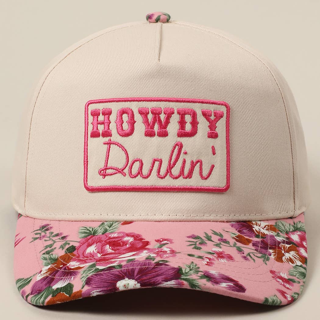 Fashion City - Wholesale Trucker Hat - Women's - HOWDY Darlin' Embroidery Patch Floral Two-Tone Hat10
