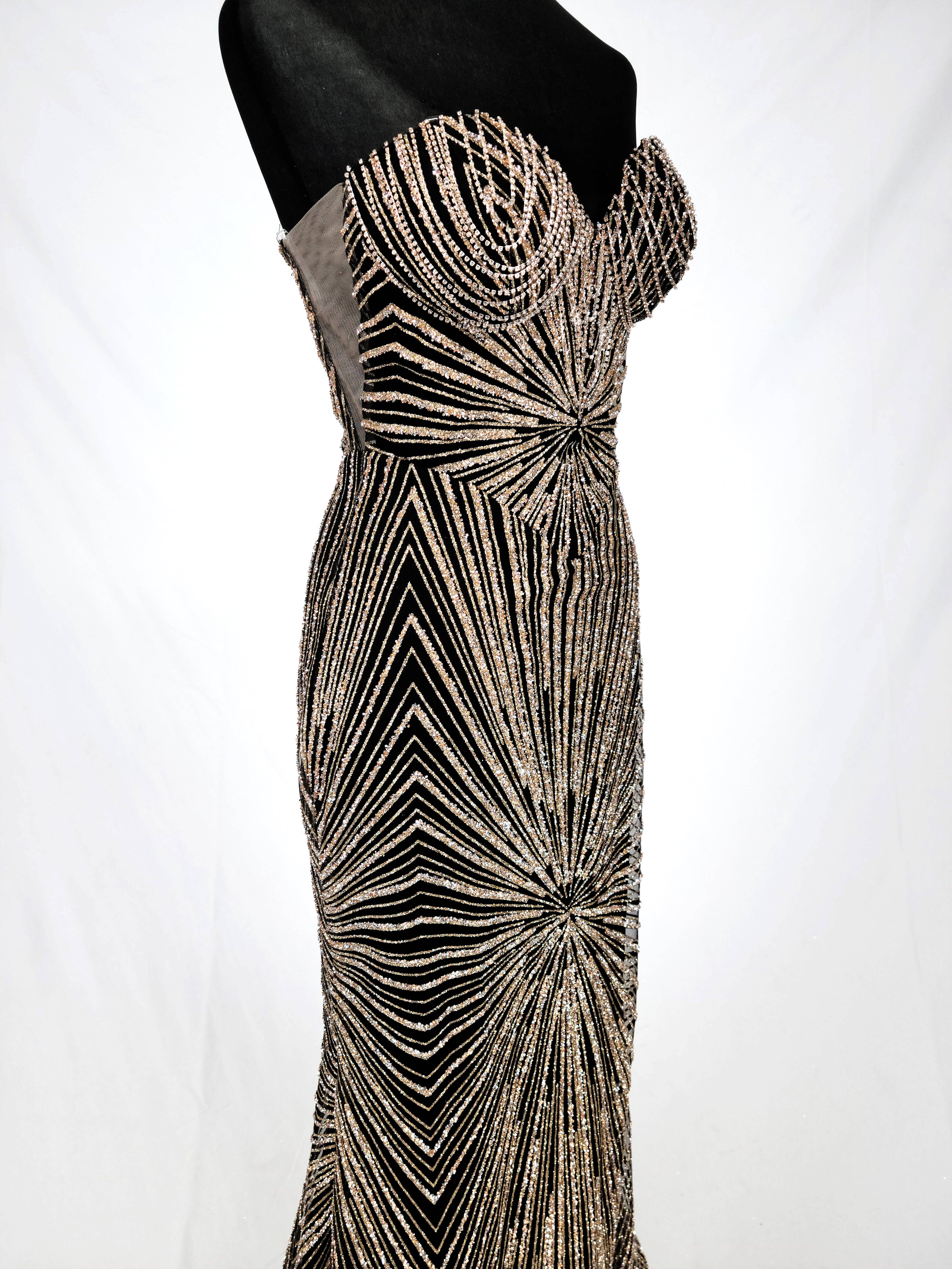 Chicas - Wholesale Gown - Women's - Long sparkling mermaid dress with hanging jewels CF00126