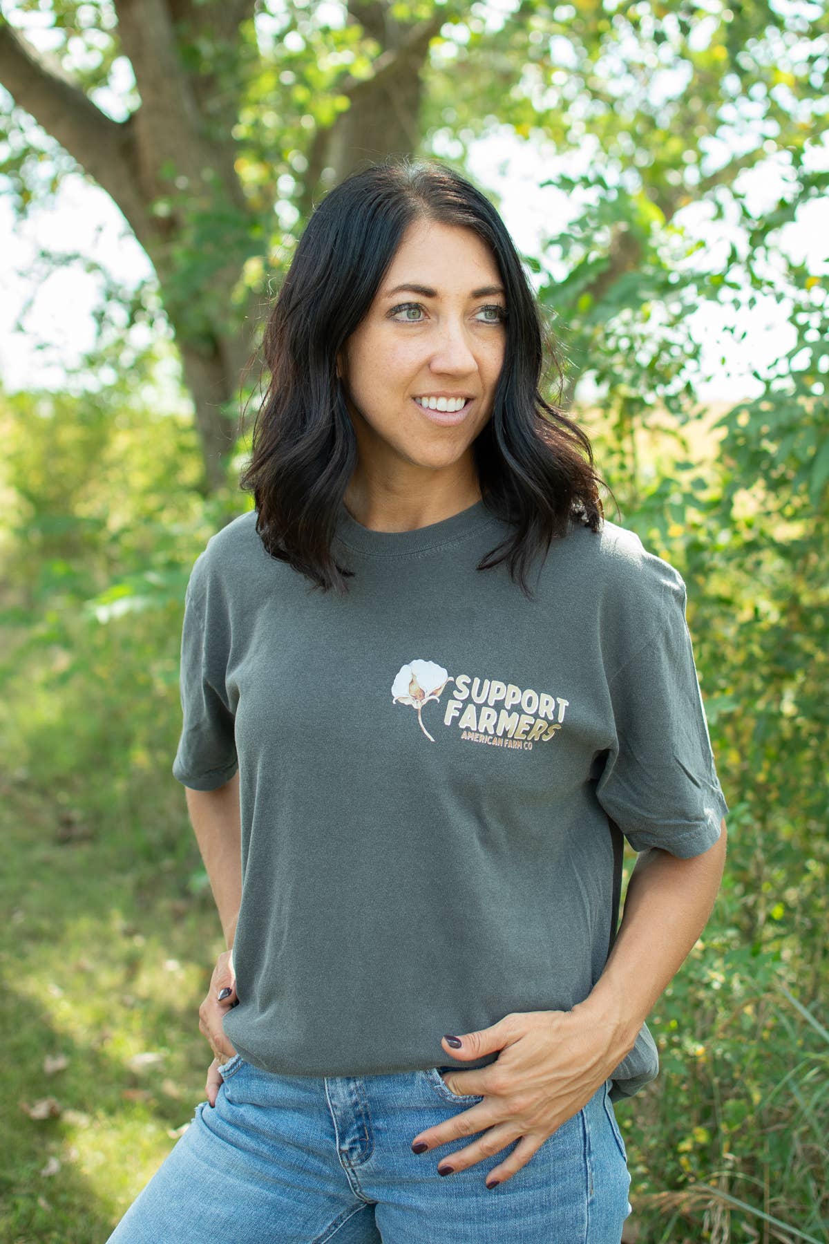American Farm Company - Wholesale Screen Printed T-Shirt - Women's - Western ‘Support Farmers’ Cotton Unisex Graphic Tee1