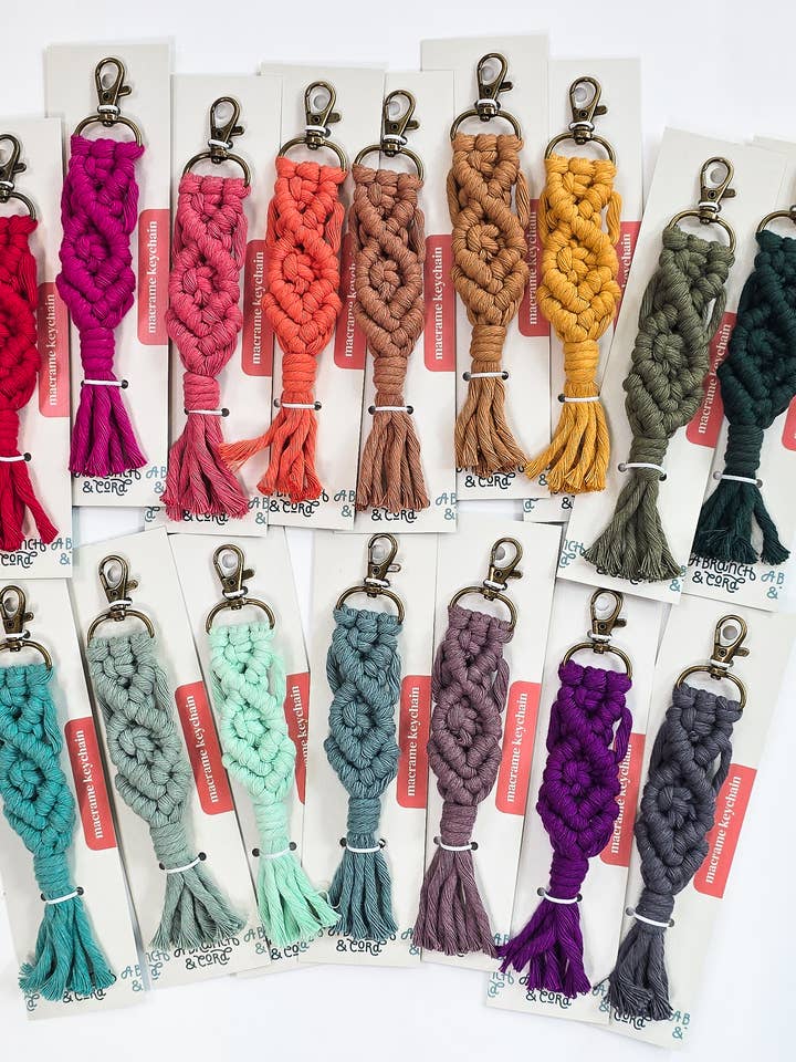 Handmade Colorful Macrame Keychain | Boho Gift Accessory for wholesale by A Branch & Cord