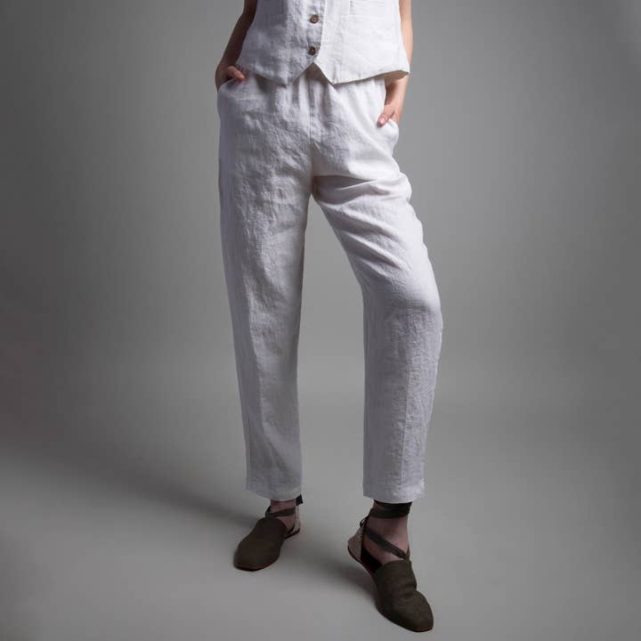 Knotium - Wholesale Pants - Women's - RELAX Tapered Ankle Linen Pants5