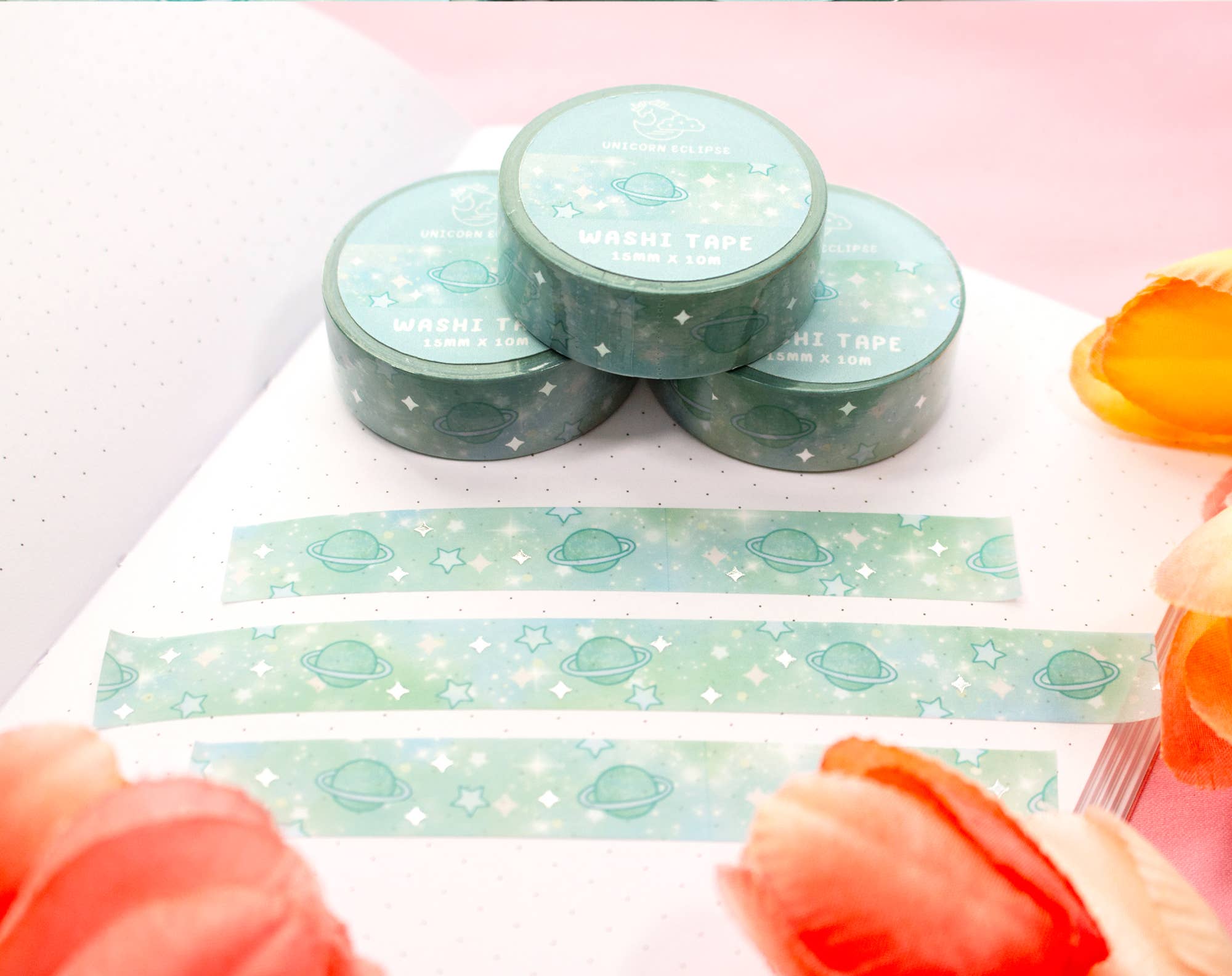 Unicorn Eclipse - Wholesale Washi Tape - Green Galaxy Silver Foil Washi Tape2