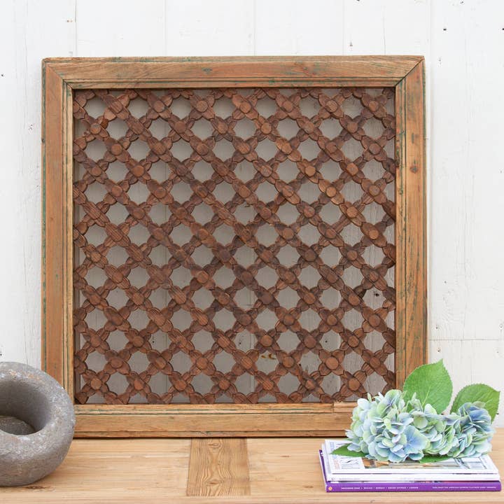 De-cor - Wholesale Wall Accent - Antique Finely Carved Window Shutter