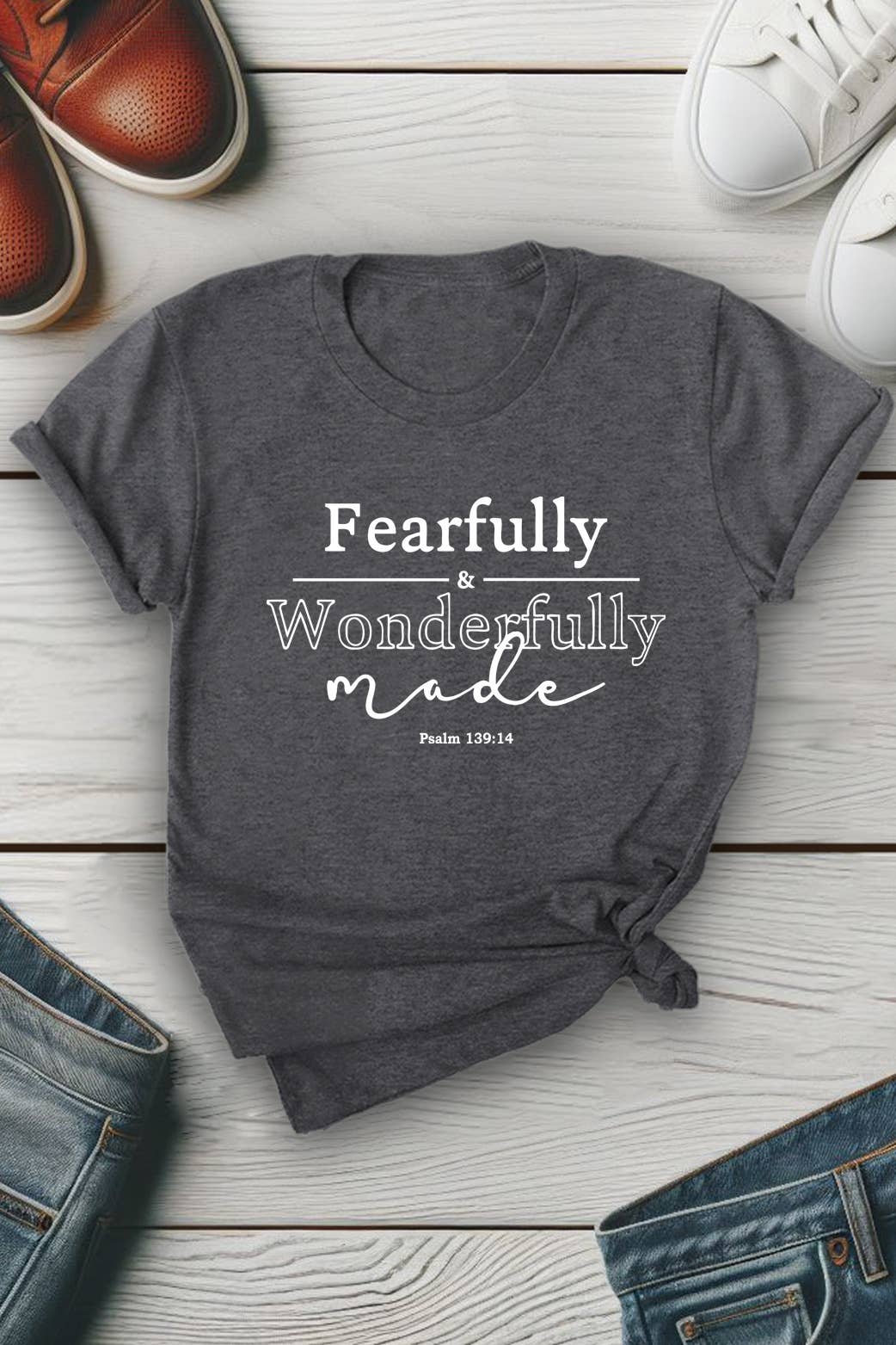 Top Avenue - Wholesale T-Shirt (Graphic) - Unisex - Fearfully and Wonderfully Unisex Round Neck Tee2