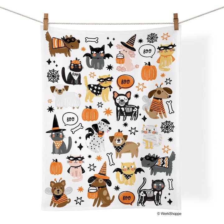 Pumpkin Patch Halloween-theedoek van 100% katoen voor wholesale door WerkShoppe