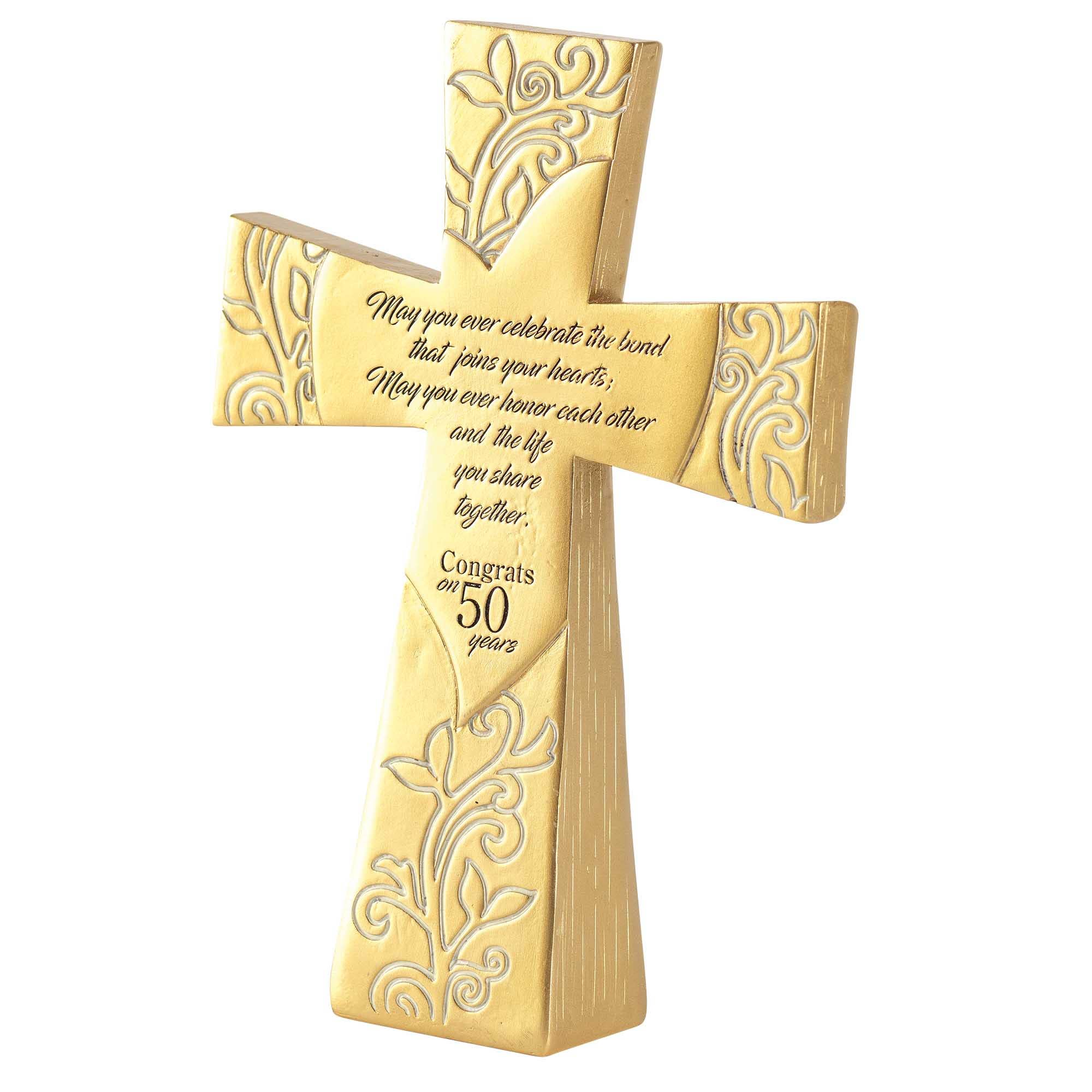 Dicksons - Wholesale Decorative Tabletop Object - 🍗CELEBRATE 50 YEARS RESIN TABLETOP CROSS0