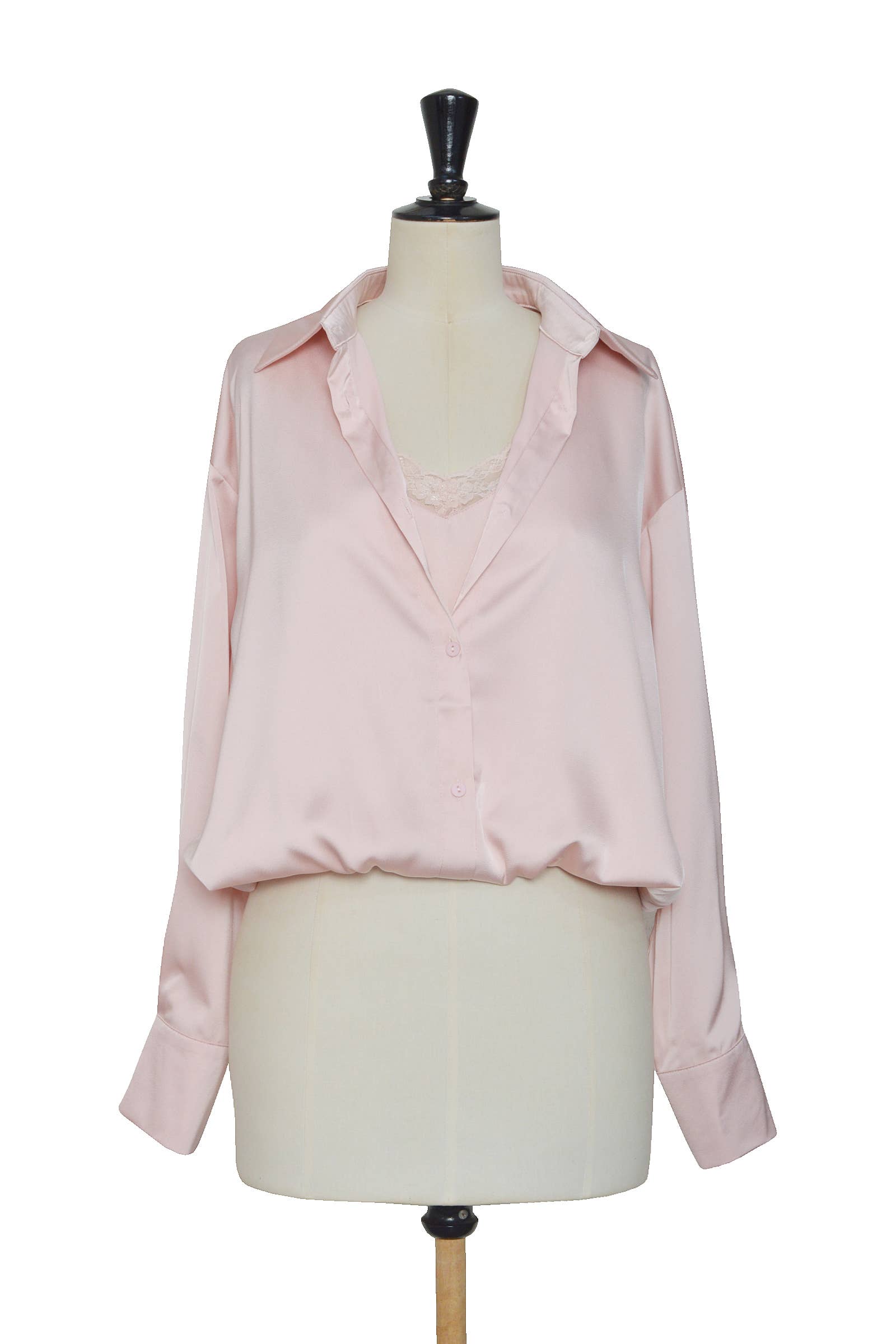 ELLI WHITE - Wholesale Blouse - Women's - Satin blouse with 2-in-1 effect and integrated lace camisole5