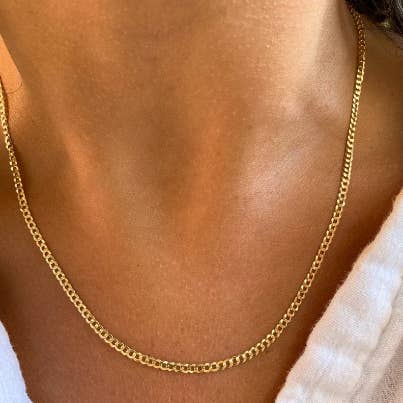Karrbear - Wholesale Link & chain necklace - 10K Solid Yellow Gold Cuban Link Curb Chain Necklace 2mm0
