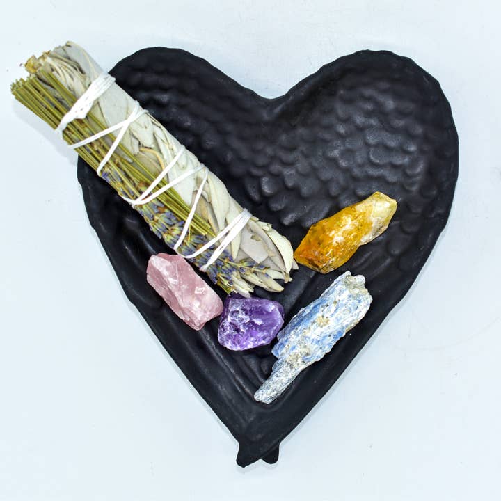 Shungite Heart Shaped Angel Wings Dish for wholesale by Whyte Quartz