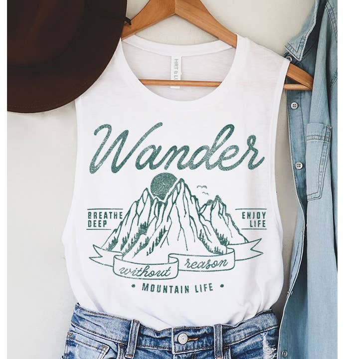 WANDER BREATH DEEP GENIET VAN HET LEVEN MINERALEN GRAPHIC TANKTOP voor wholesale door HRTandLUV