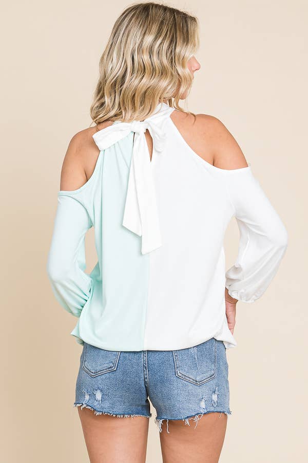 Culture Code - Wholesale Knit Top - Women's - CJT1409Q - TIE NECK COLD SHOULDER TOP11