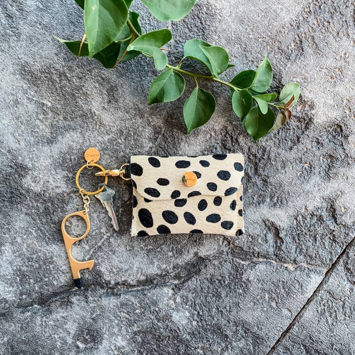 Lys Beige Cheetah nøglering tegnebog - Hår på Skjul Læder for engroshandel hos Wild Sky Leather