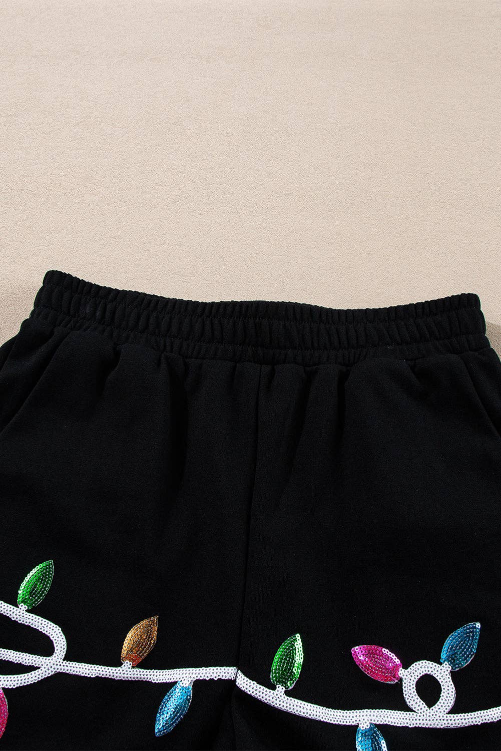 Black FB Christmas Merry Sequin Pullover and Shorts Set for wholesale on Faire7