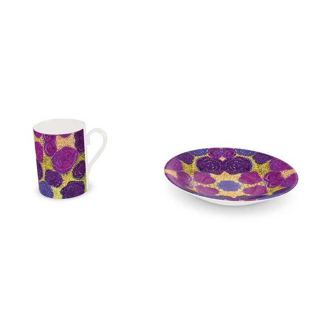 Turning Up Purple Roses Cup and Saucer for wholesale by Ally Bee Design