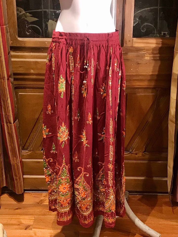 Indian Long Sequin Work Skirt Belly Dance Maxi Skirt for wholesale by bhavnas boutique