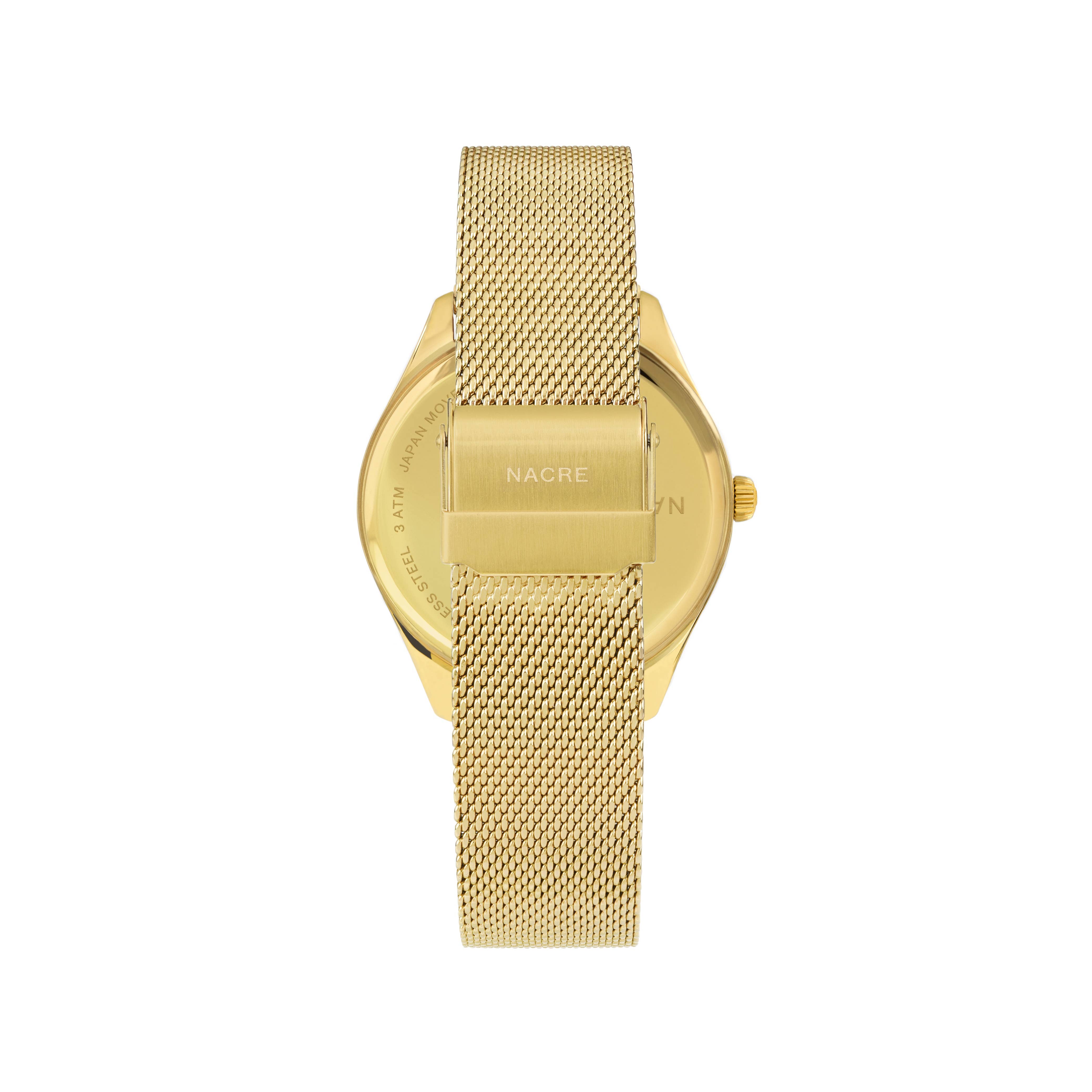 Nacre – wholesale Wrist watch – Women's – Nacre Lune Watch Pearlized Dial Gold - Gold Mesh2