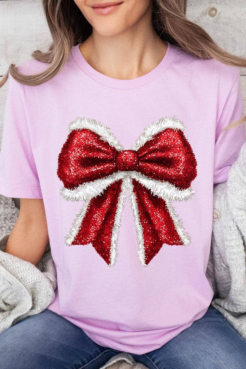 COLORBEAR – wholesale T-shirt (graphic) – women's – Christmas Santa Bow Graphic Tee9