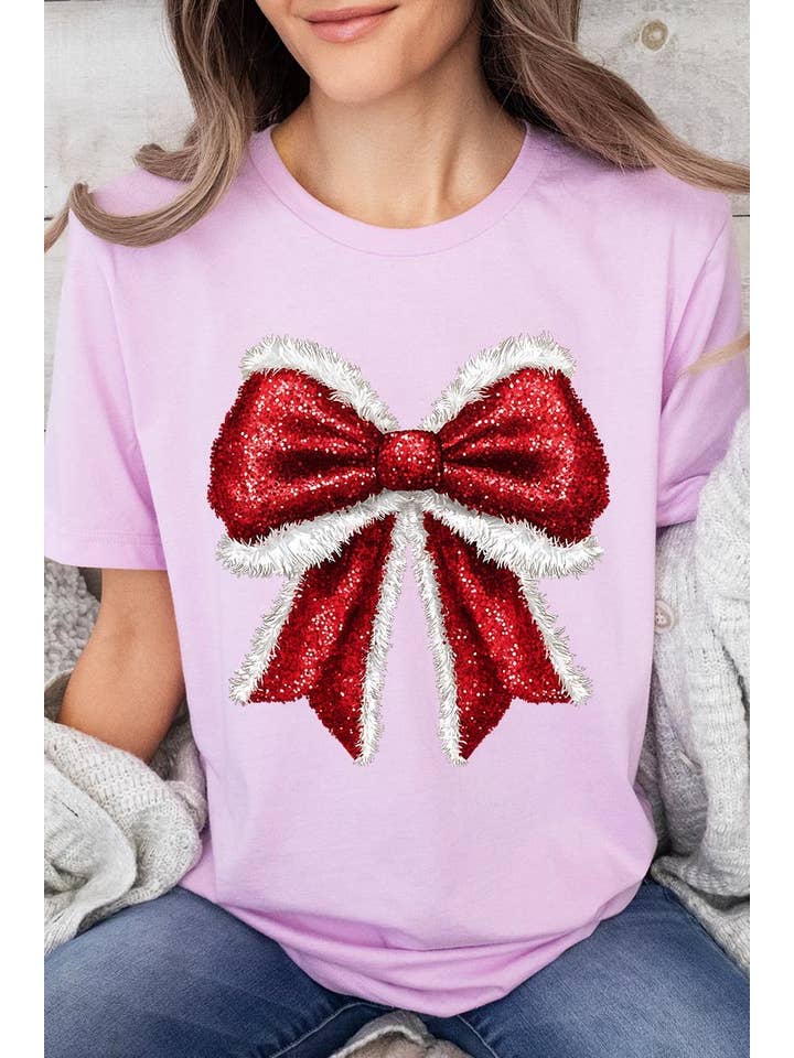 COLORBEAR - Wholesale T-Shirt (Graphic) - Women's - Christmas Santa Bow Graphic Tee11