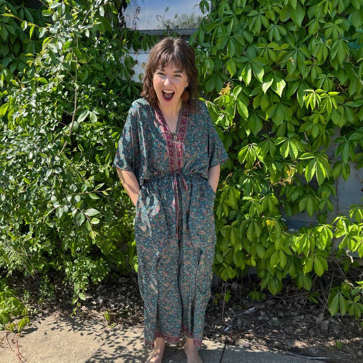 Seeds - Wholesale Jumpsuit - Women's - Silk Jumpsuit | One Size Adjustable Tie | 4 Patterns Pockets
