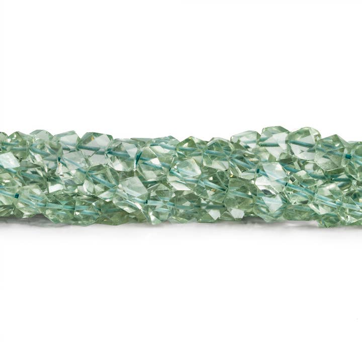 5x4mm Prasiolite Faceted Nuggets 9 inch 45 beads for wholesale by The Bead Traders