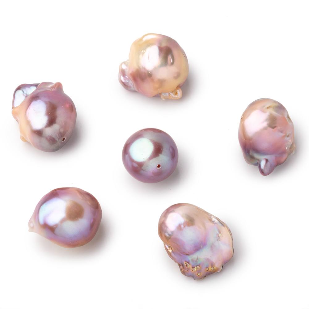 Beads of Cambay - Vente Perle - Perles focales ultra baroques lilas et pêche de 17 à 21 mm, 1 pièce AA1