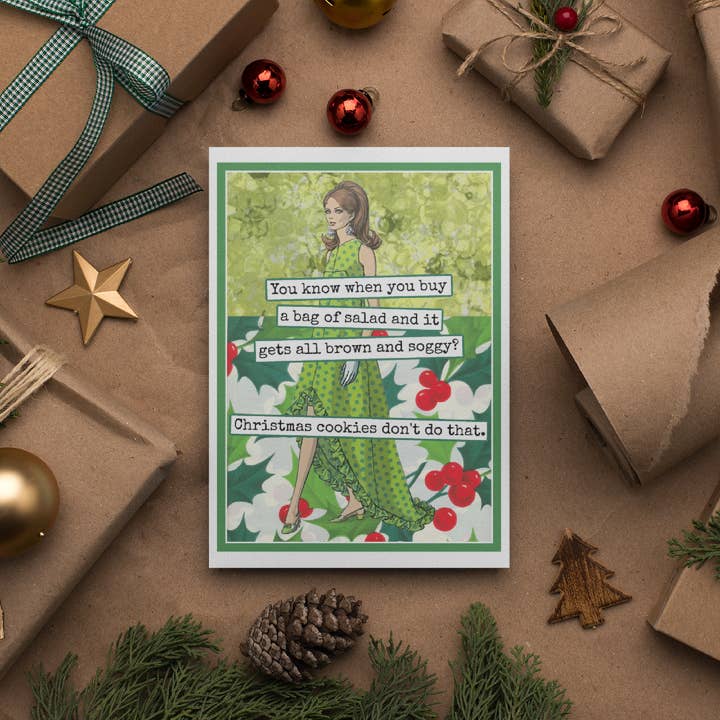 Raven's Rest Studio - Wholesale Christmas Card - Funny Christmas Card. Salad all Brown and Soggy?