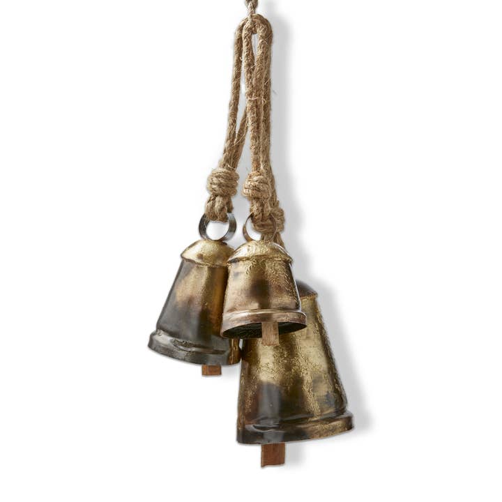 Heritage Bells Set of 3 Antique Brass Wrought Iron Christmas for wholesale by tag