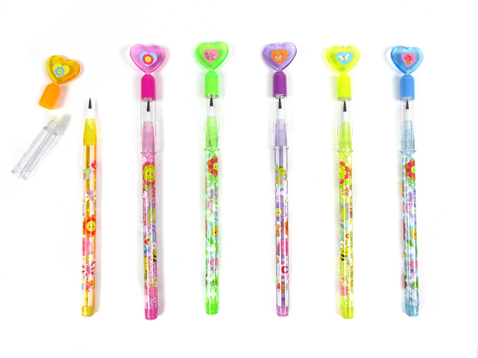 Tiny Mills – Großhandel Bleistift – 24 Stück Schmetterlings-Frühlingsblumen Mehrpunkt-Bleistifte2
