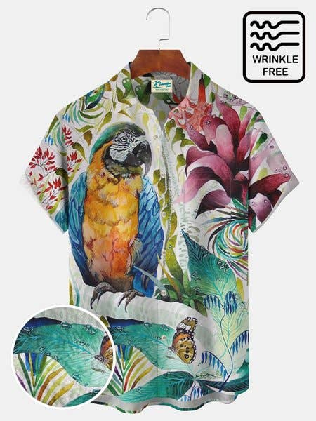 Royaura - Wholesale Button Down Shirt - Men's - Hawaiian Parrot Shirt0