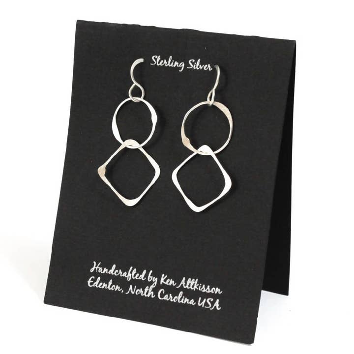 Sterling Silber Ohrringe Kreis & Quadrat lang für den Großhandel von Ken’s handcrafted jewelry